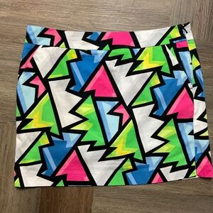 Loudmouth Golf Crystal Geometric Golf Skirt Skort Womens 12 White Green Tennis